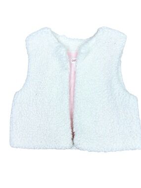 Cat & Jack Girls White Sherpa Vest with Pink Lining